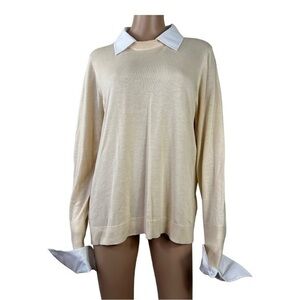 Laurie Felt Women Layered Sweater yellow Pullover Sz M